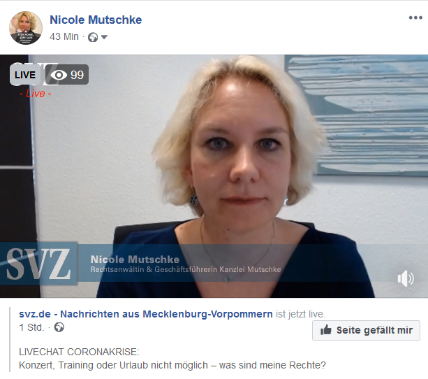 Nicole Mutschke Kanzlei Experte Anwalt TV corona svz fernsehen